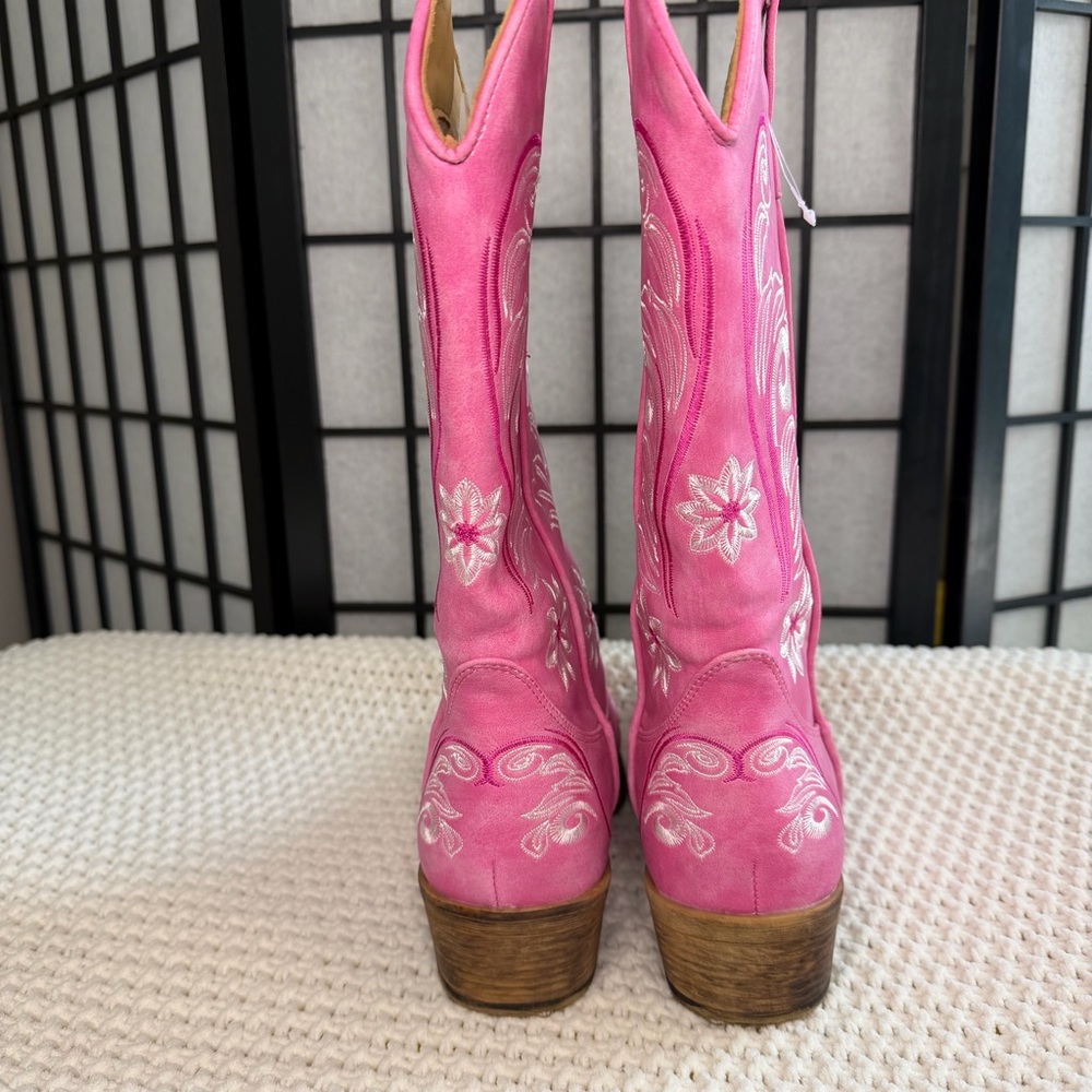 IUV Women’s Pink Embroidered Western Cowboy Boots Size 8 - Picture 5 of 8